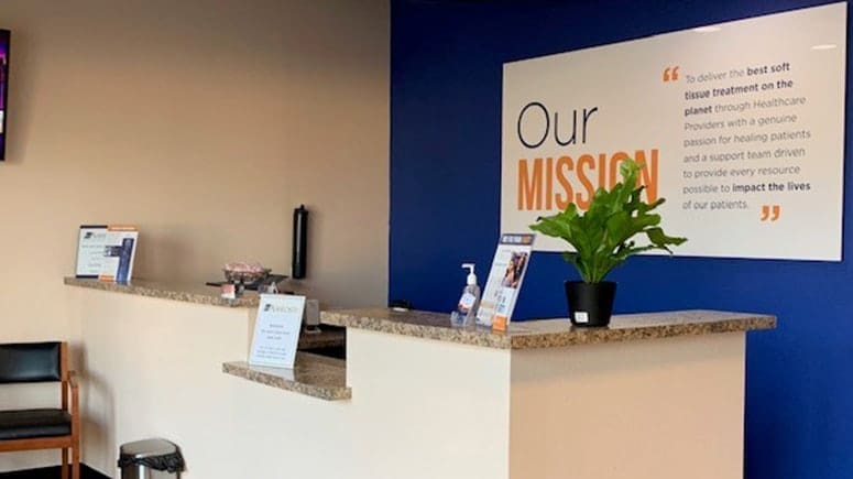 A view of the lobby inside Airrosti Brodie South in south Austin, TX.