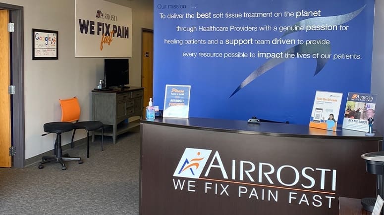 An interior view of the lobby inside Airrosti Deerfield in Mason, OH.