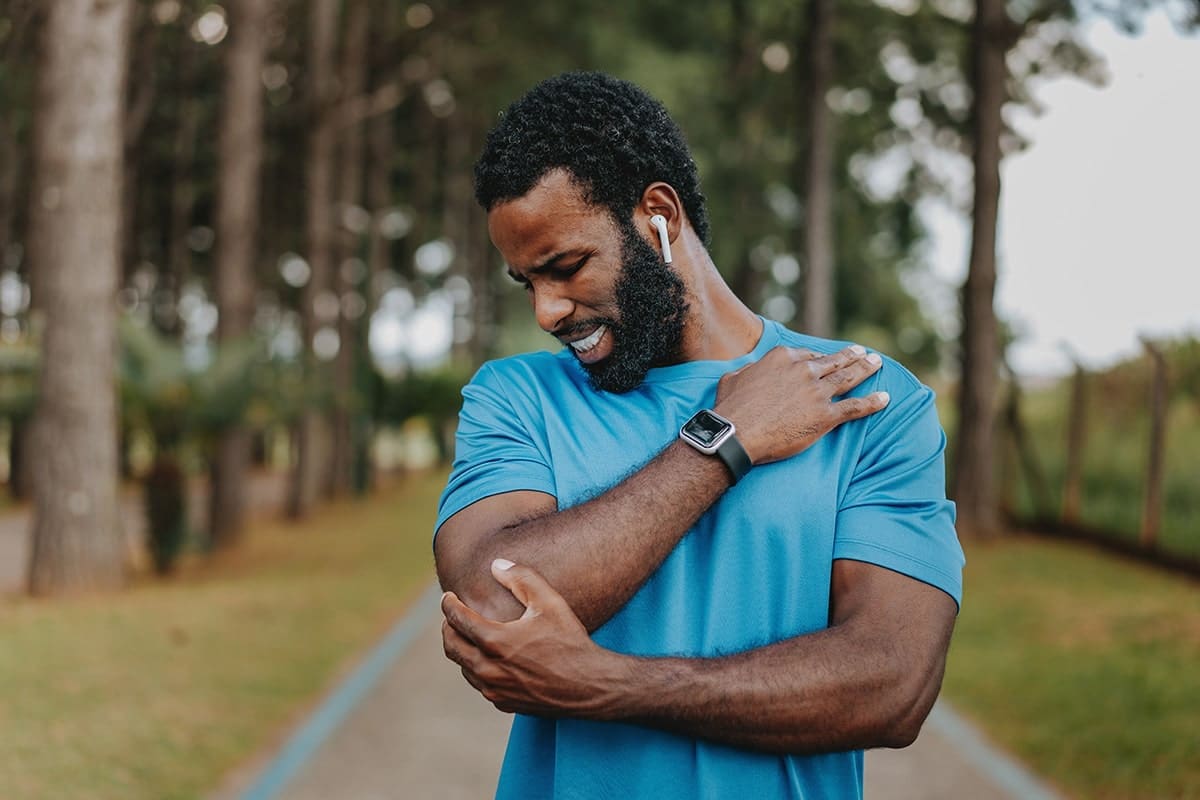 Person with elbow pain