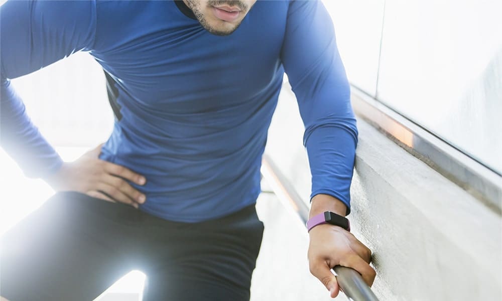 Male athlete with hip injury